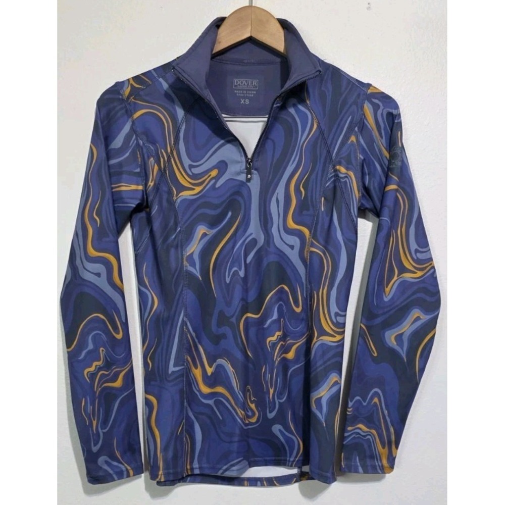Dover Saddlery Purple Swirl‎ Equestrian 3/4 Zip Pullover Top Riding Woman XS EUC